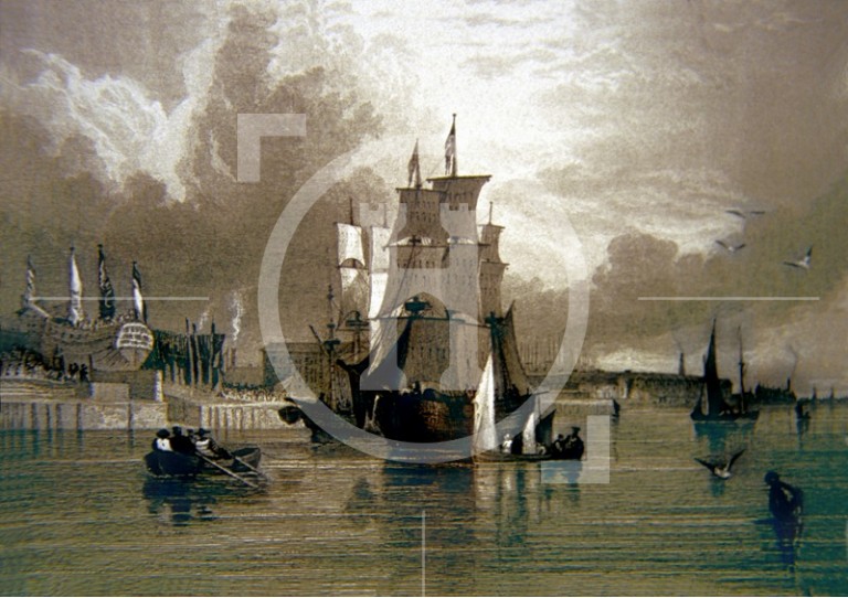 A view of the waterfront in the 1830s